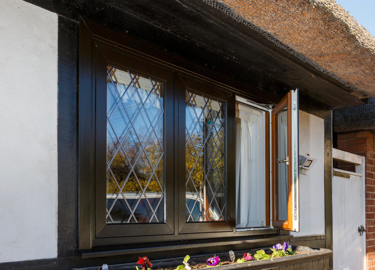 brown flush sash window