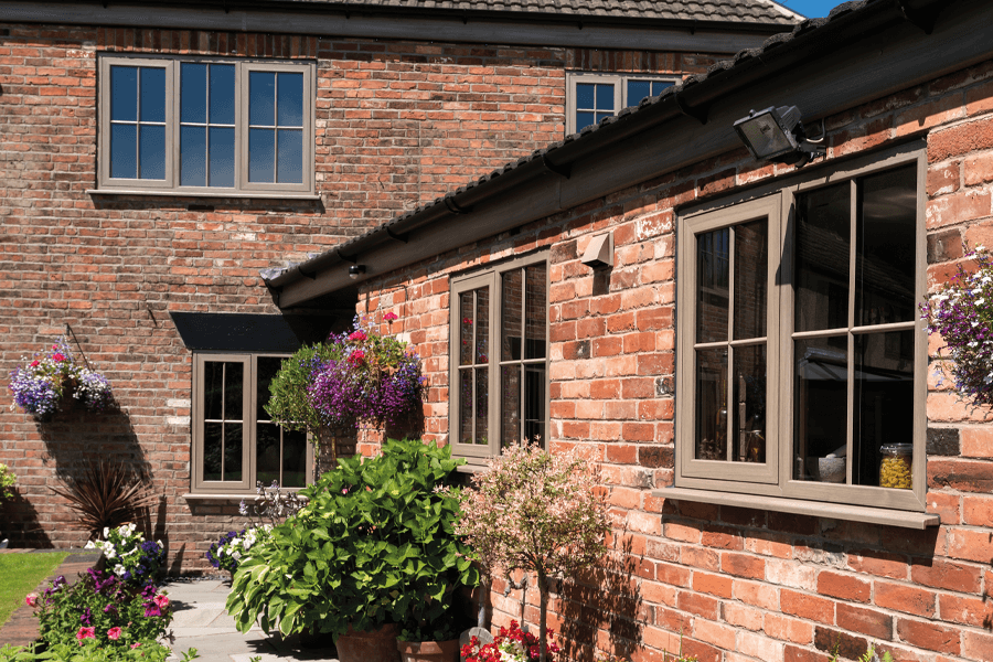 brown flush sash window