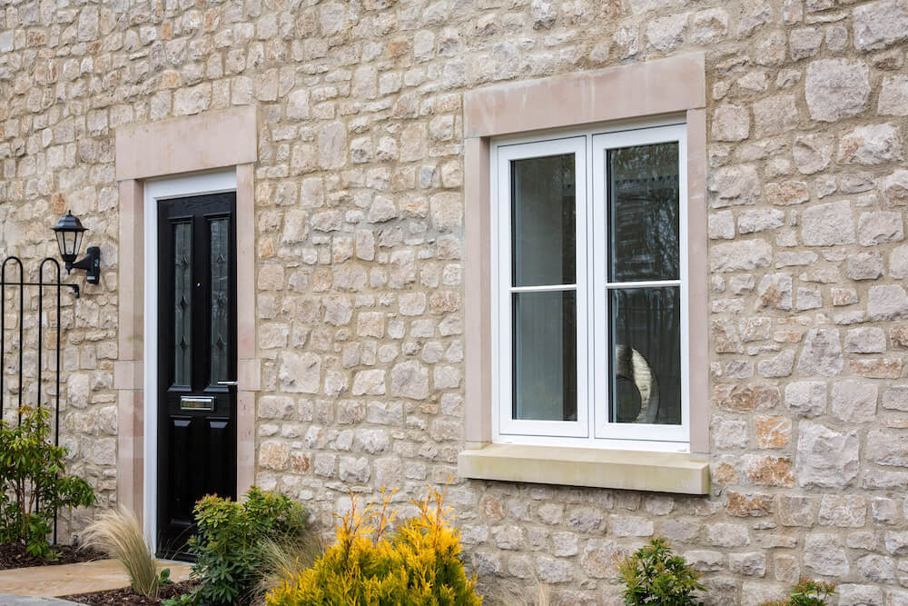 white flush sash window