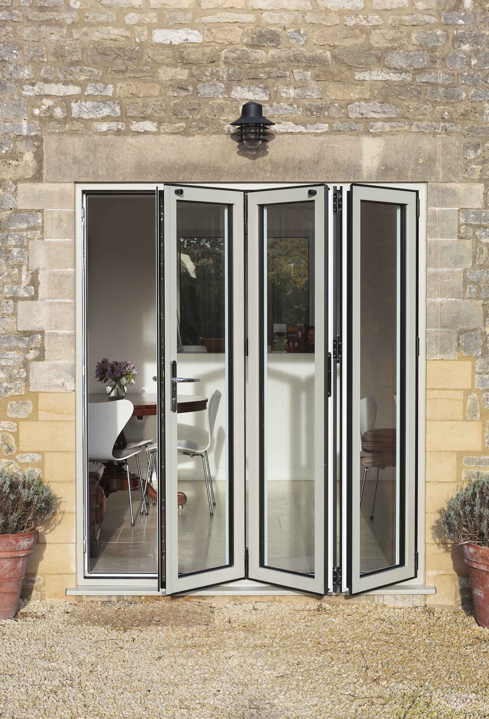 small white bifold door